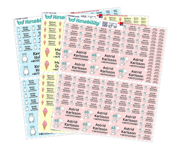 115 pcs Adhesive Name tags in different sizes (new design)