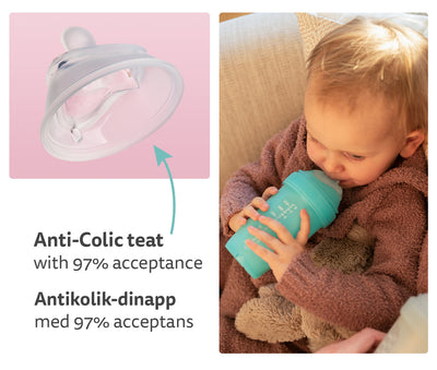 Double Anti-Colic Baby Bottle LT 240 ml/8.5 floz Gray