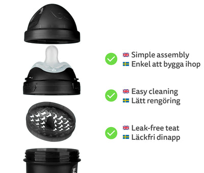 Double Anti-Colic Baby Bottle LT 240 ml/8.5 floz Black