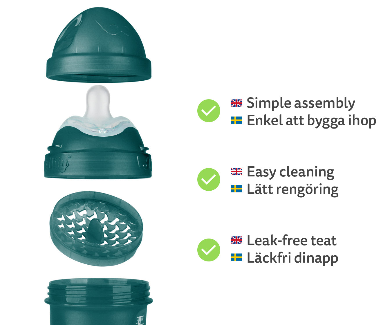 Double Anti-Colic Baby Bottle LT 340 ml/12 floz Dark Green