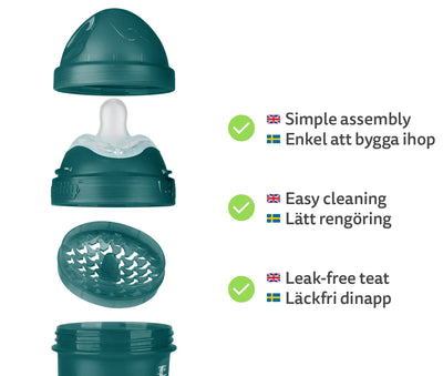 Double Anti-Colic Baby Bottle LT 340 ml/12 floz Dark Green