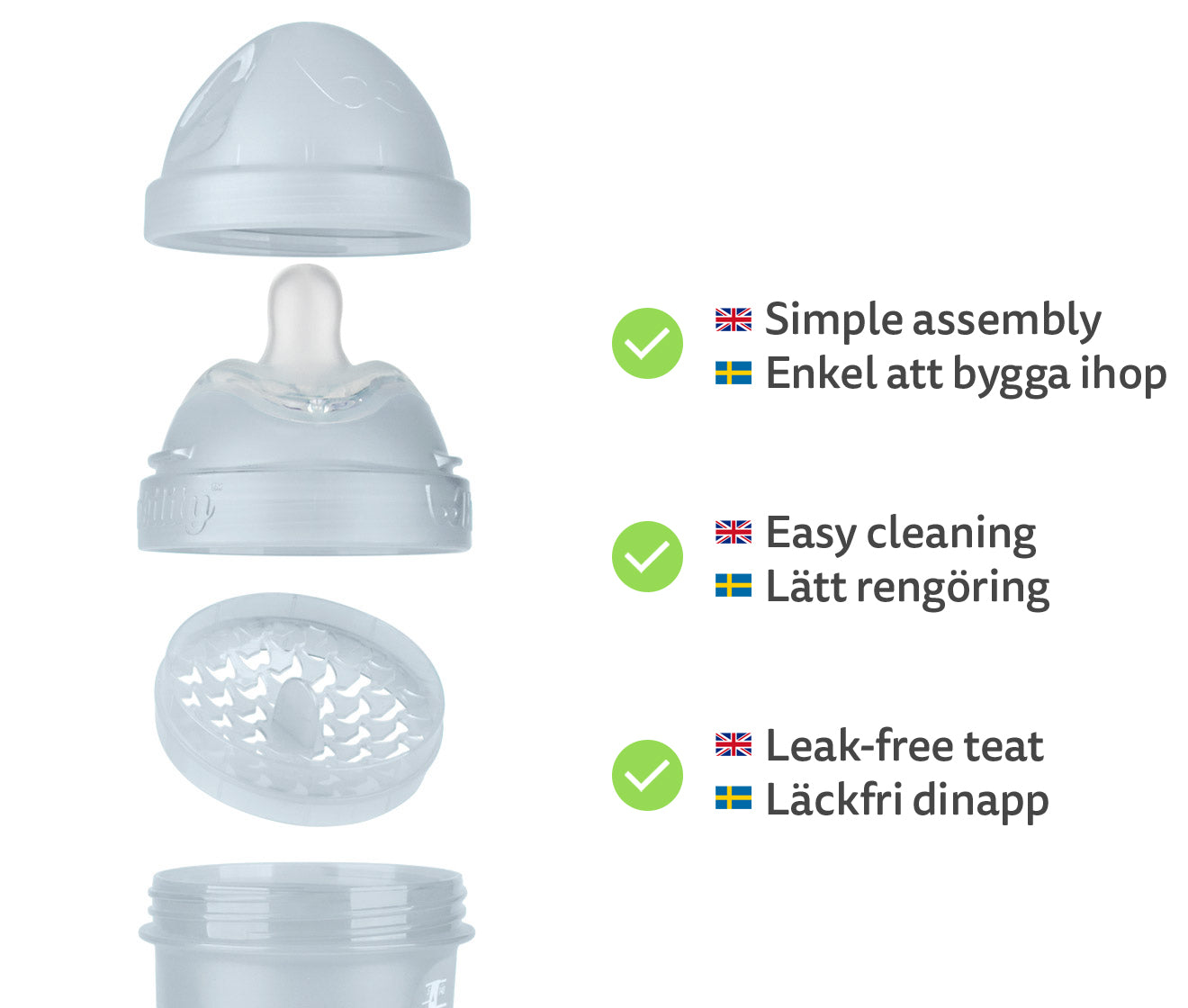 Double Anti-Colic Baby Bottle LT 340 ml/12 floz Gray