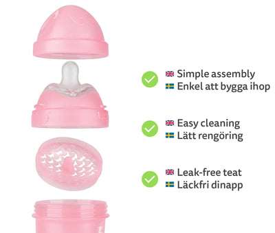 Double Anti-Colic Baby Bottle LT 240 ml/8.5 floz Pink