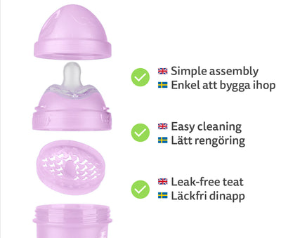 3-pack Baby Bottles 140 ml – Purple