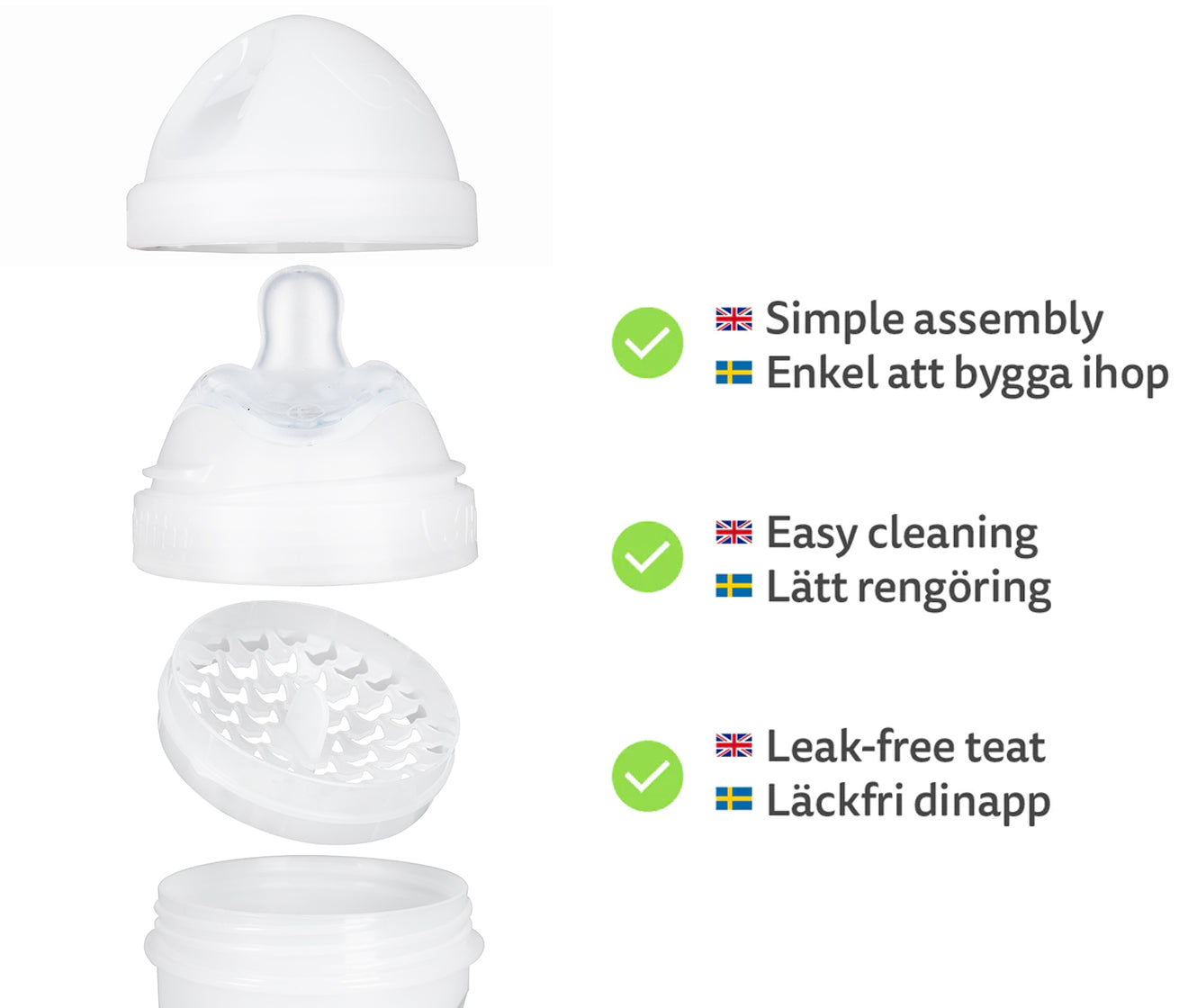 Double Anti-Colic Baby Bottle LT 240 ml/8.5 floz White