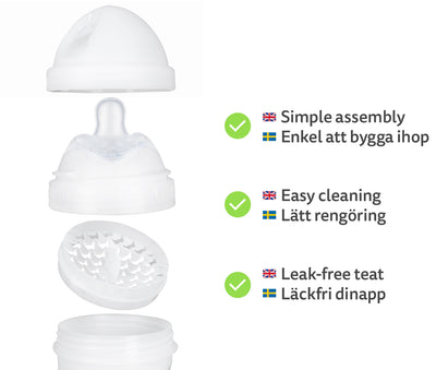 Double Anti-Colic Baby Bottle LT 240 ml/8.5 floz White